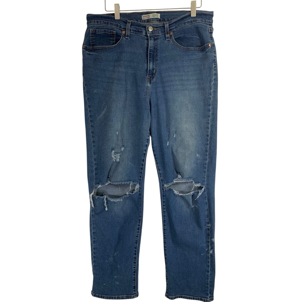 Levi's signature Heritage Easy straight woman's Blue Distressed Jeans sz16